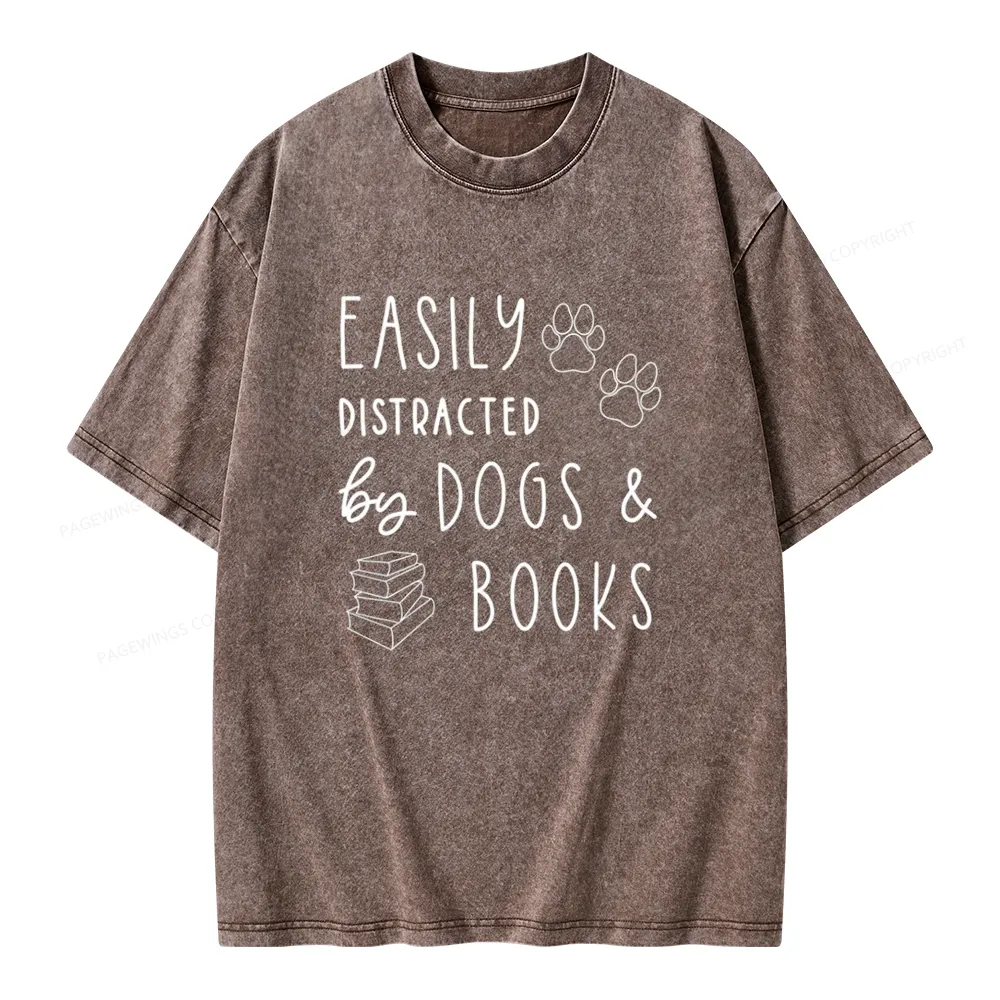 Pagewings Dogs And Books Unisex Unisex Washed T-shirt