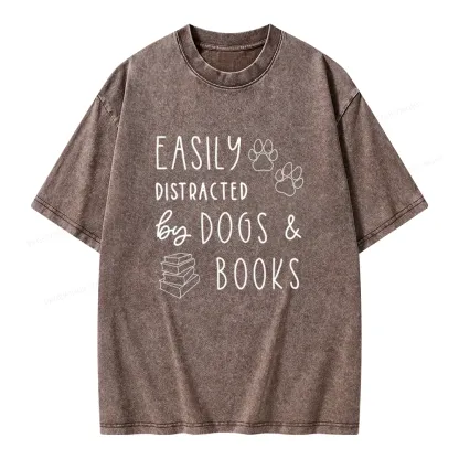 Pagewings Dogs And Books Unisex Unisex Washed T-shirt