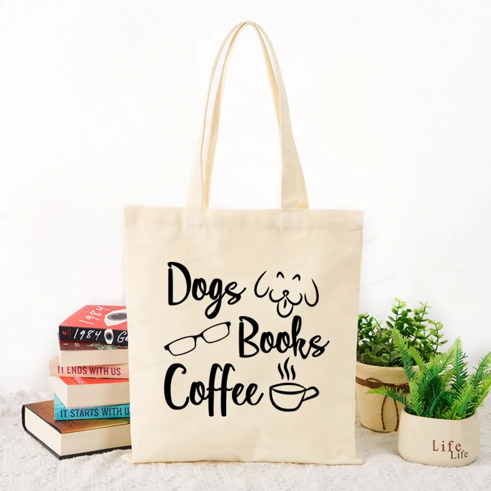 Pagewings Dogs Books Coffee Tote Bag