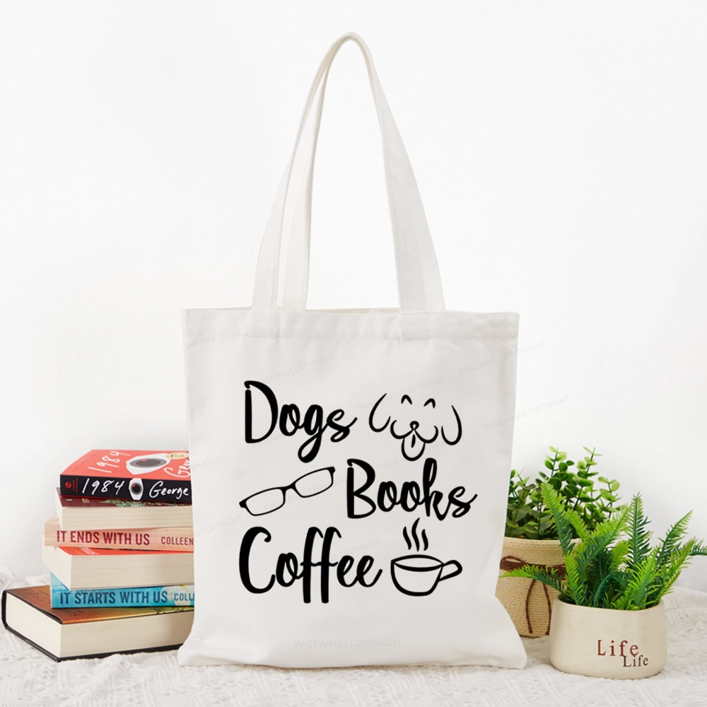 Pagewings Dogs Books Coffee Tote Bag