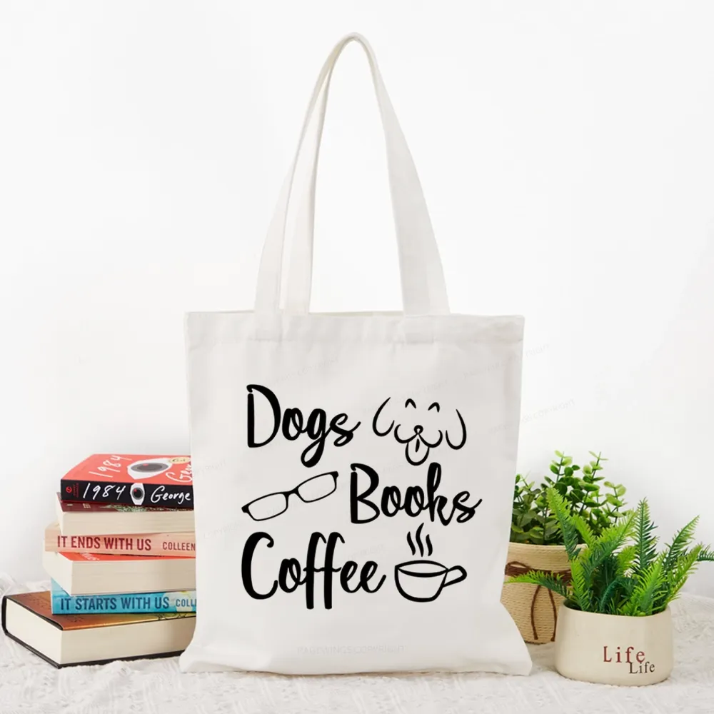 Pagewings Dogs Books Coffee Tote Bag