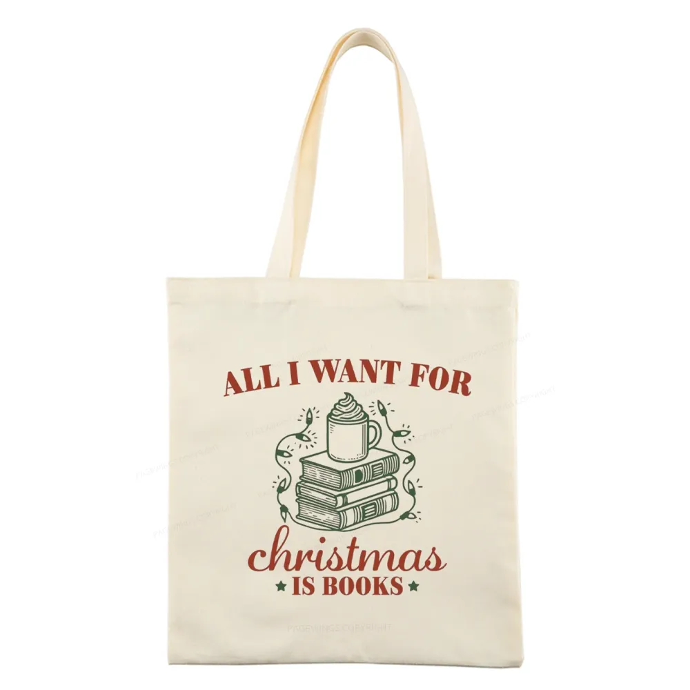 Pagewings All I Want For Christmas Is Books Tote Bag