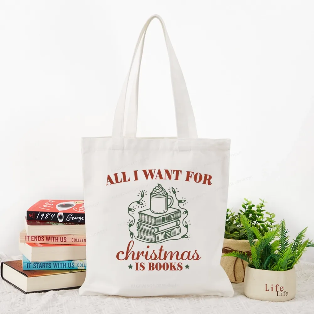 Pagewings All I Want For Christmas Is Books Tote Bag