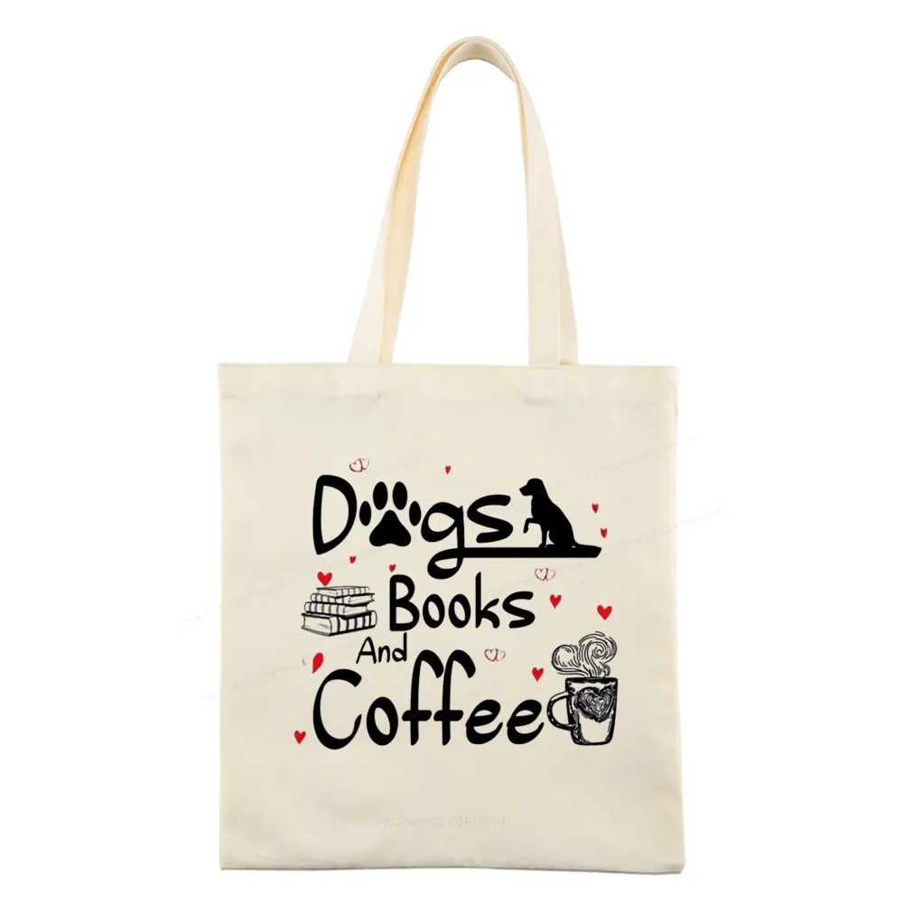Pagewings Dogs Books And Coffee Tote Bag