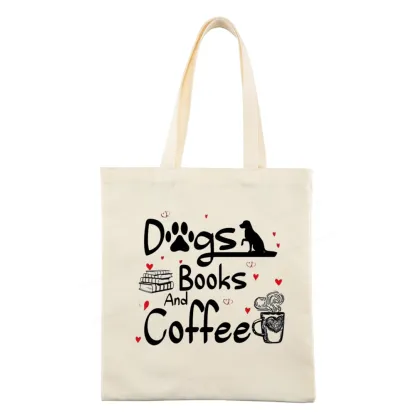 Pagewings Dogs Books And Coffee Tote Bag