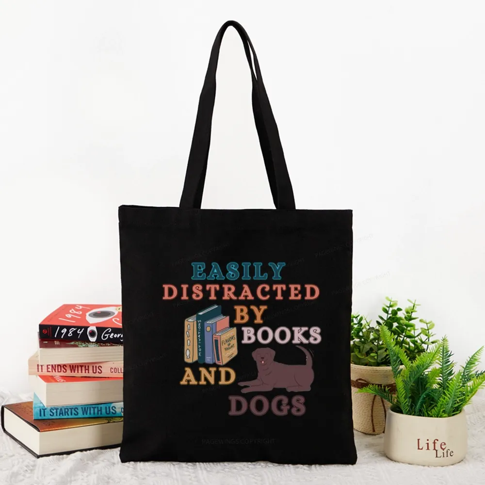 Pagewings Easily Distracted By Books And Labrador Tote Bag