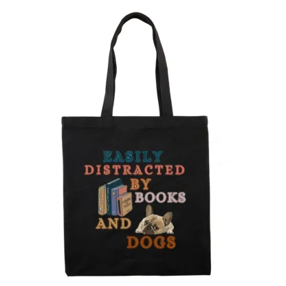 Pagewings Easily Distracted By Books And Dogs Tote Bag