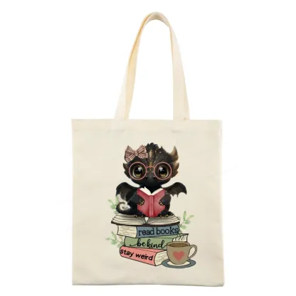Pagewings Cute Dragon Read Books Be Kind Stay Weird Tote Bag