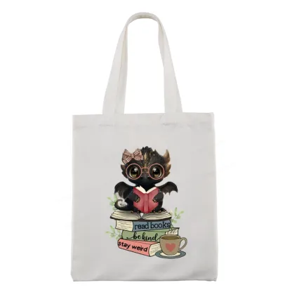 Pagewings Cute Dragon Read Books Be Kind Stay Weird Tote Bag