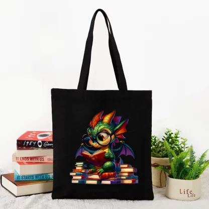 Pagewings Dragon And Books Tote Bag