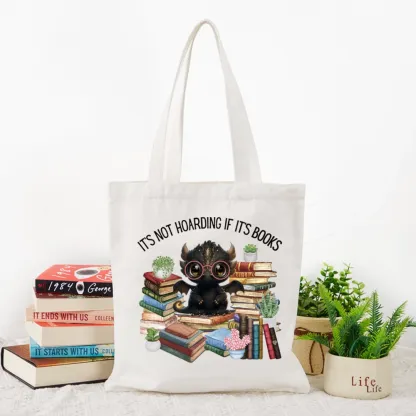 Pagewings Not Hoarding Books Cute Dragon Reading Tote Bag