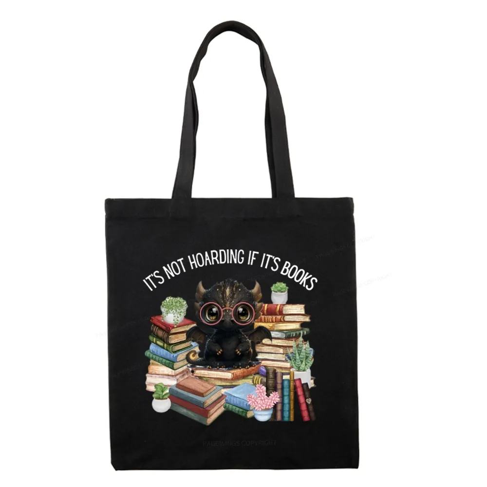 Pagewings Not Hoarding Books Cute Dragon Reading Tote Bag