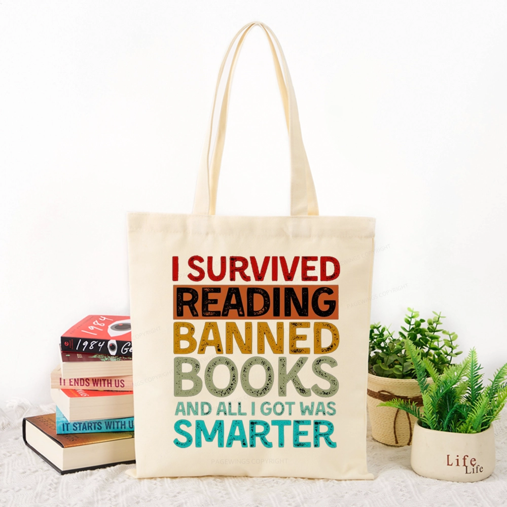 Pagewings I Survived Reading Banned Books And All I Got Was Smarter Tote Bag