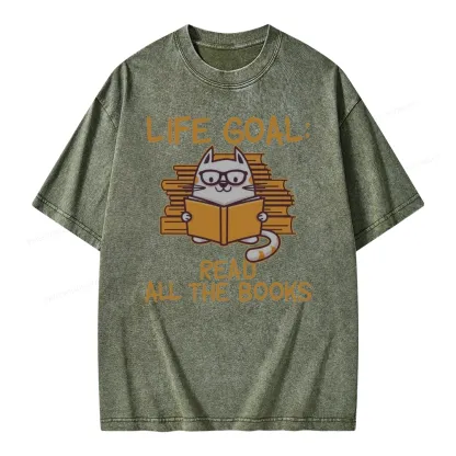 Pagewings Life Goal ：Read All The Books Unisex Washed T-shirt