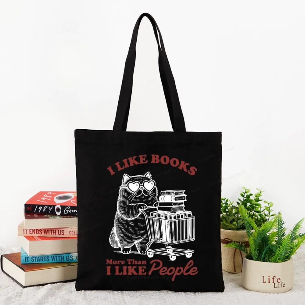 Pagewings I Like Books More Than I Like People Tote Bag