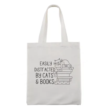 Pagewings Easily Distracted By Cats and Books Tote Bag