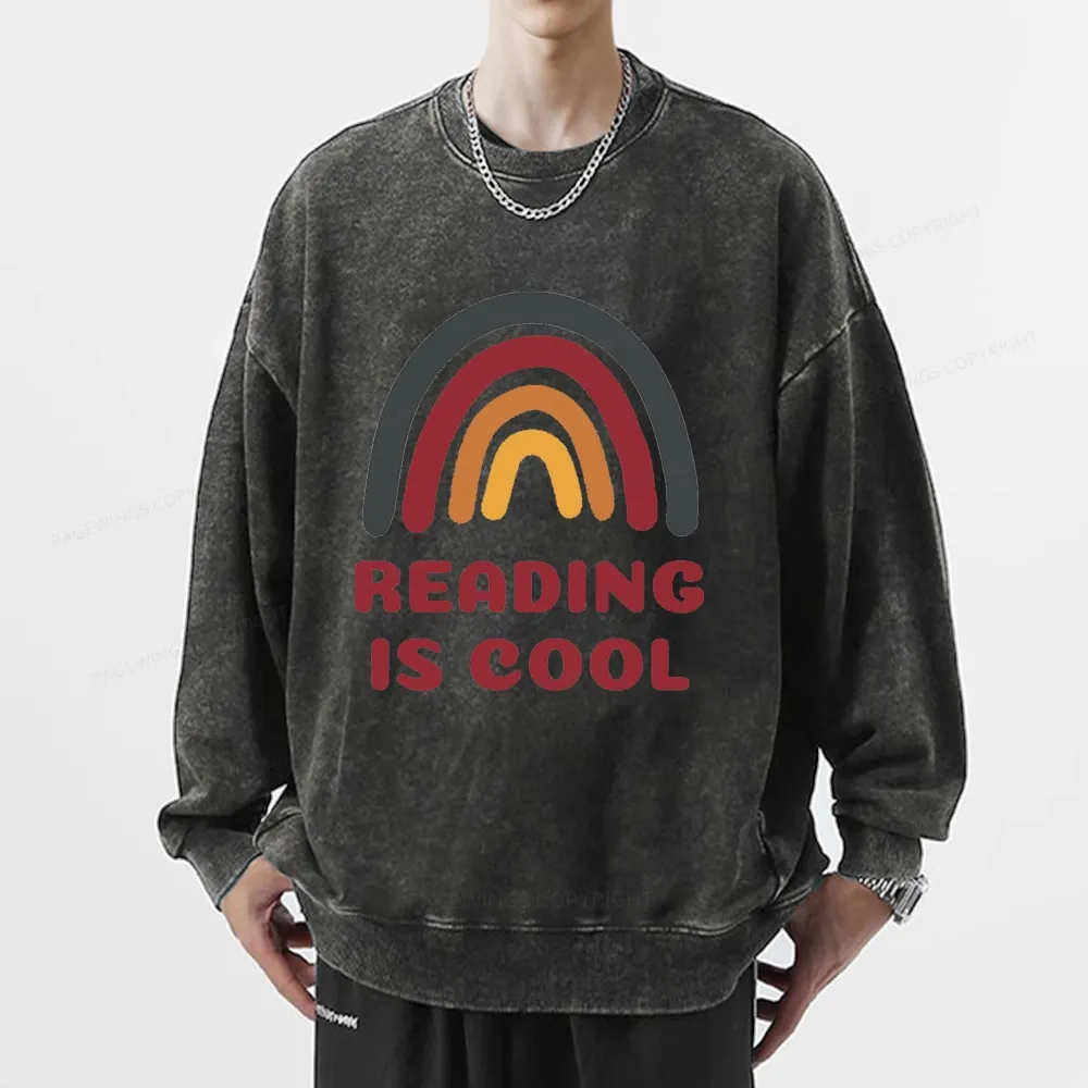 Pagewings Reading Is Cool Unisex Washed Sweatshirt