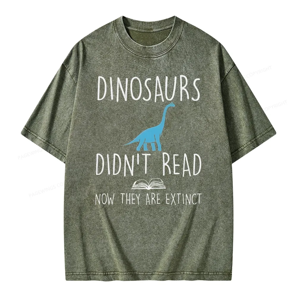 Pagewings Dinosaurs Unisex Unisex Washed T-shirt