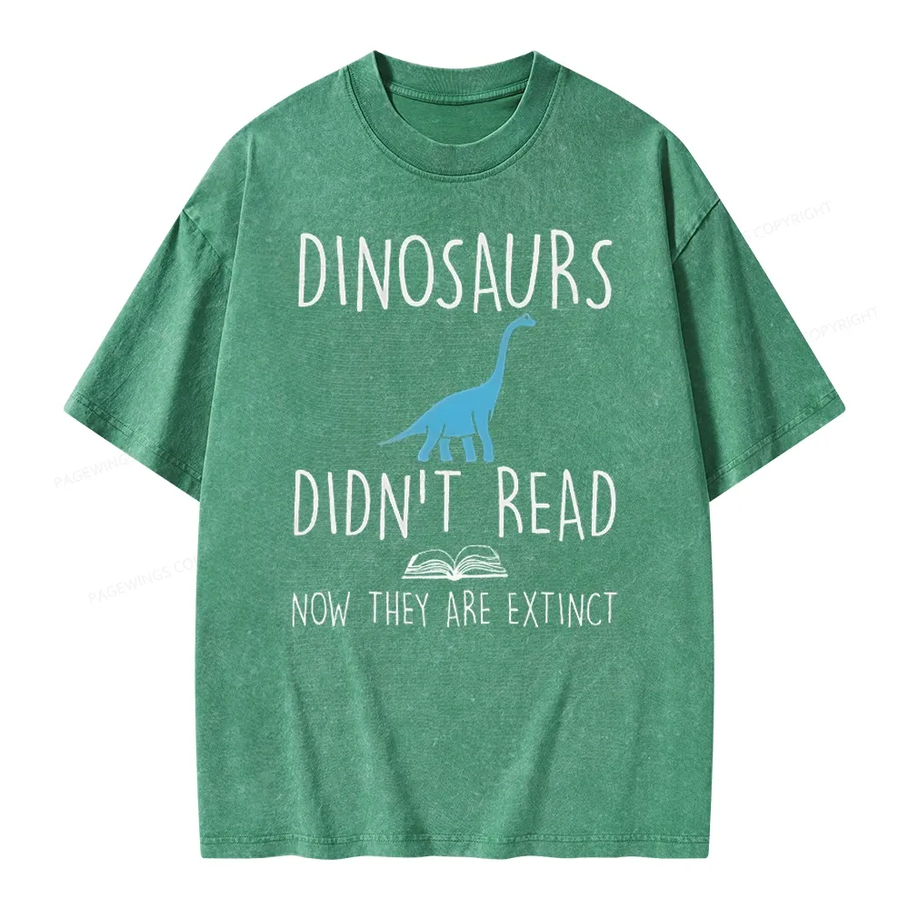 Pagewings Dinosaurs Unisex Unisex Washed T-shirt