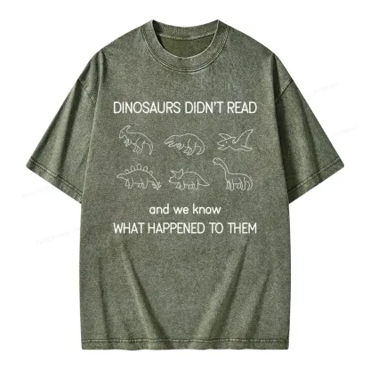 Pagewings Dinosaur Didn't Read BookUnisex Washed T-shirt