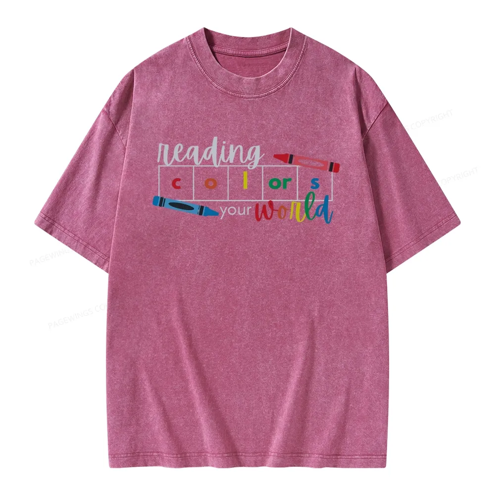 Pagewings Reading Colors Your World BookUnisex Washed T-shirt