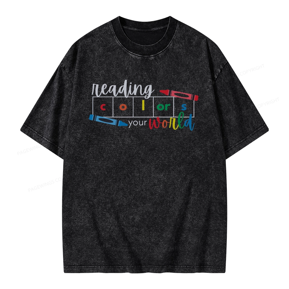 Pagewings Reading Colors Your World BookUnisex Washed T-shirt