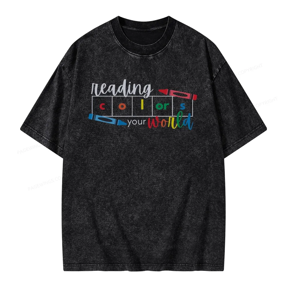 Pagewings Reading Colors Your World BookUnisex Washed T-shirt