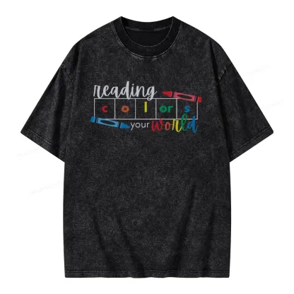 Pagewings Reading Colors Your World BookUnisex Washed T-shirt