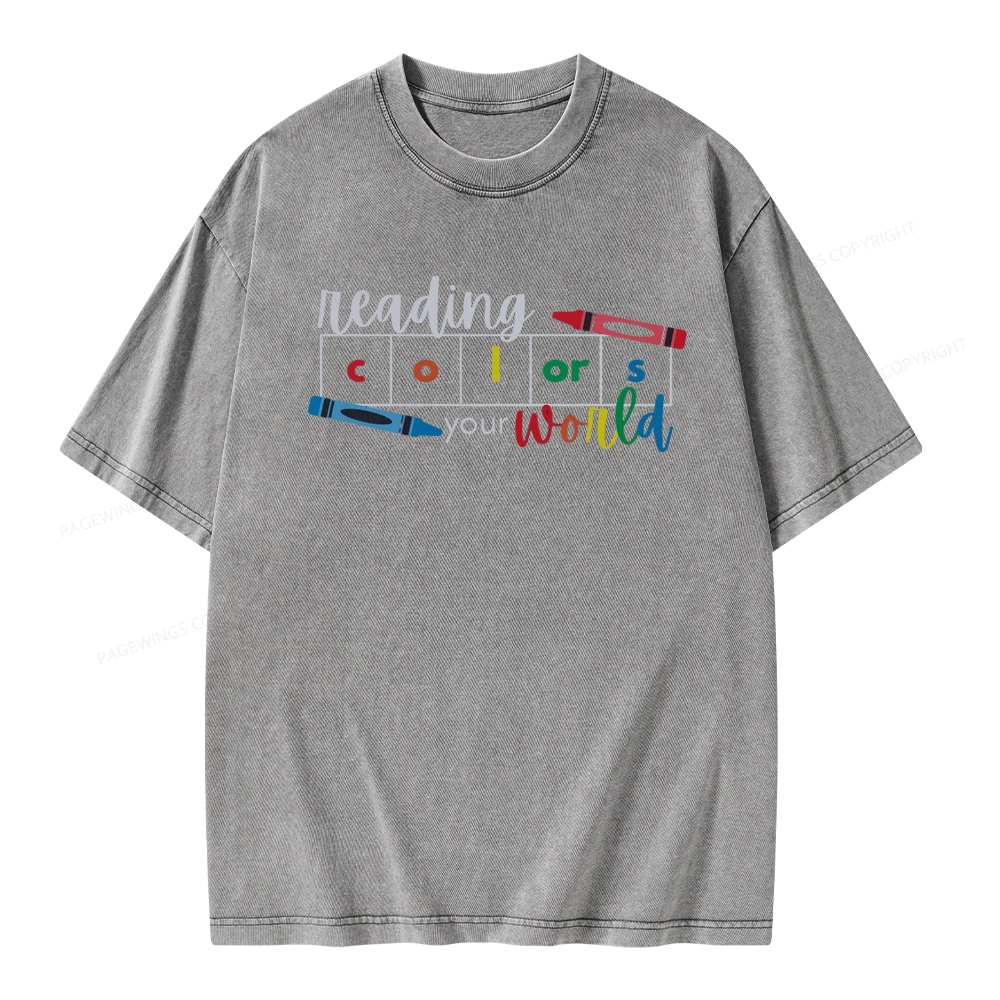 Pagewings Reading Colors Your World BookUnisex Washed T-shirt