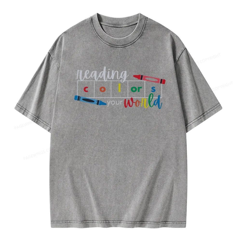 Pagewings Reading Colors Your World BookUnisex Washed T-shirt