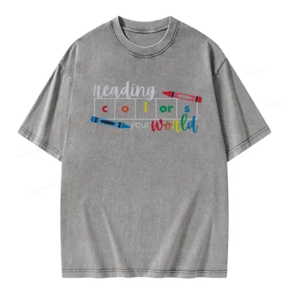 Pagewings Reading Colors Your World BookUnisex Washed T-shirt