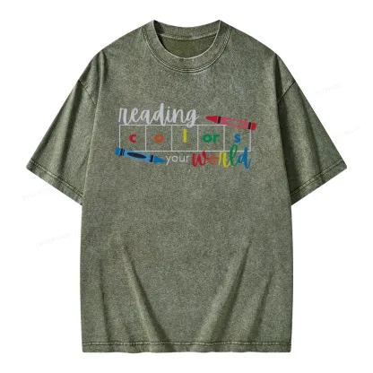 Pagewings Reading Colors Your World BookUnisex Washed T-shirt