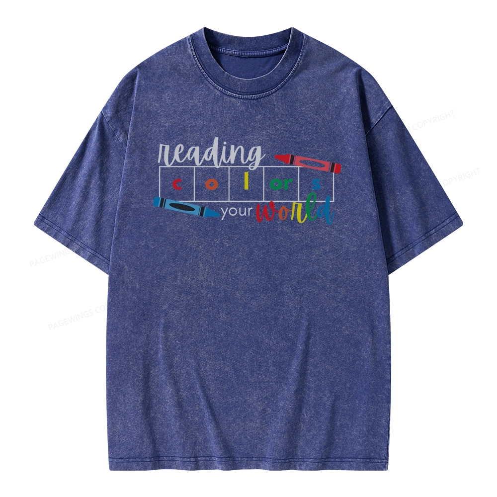 Pagewings Reading Colors Your World BookUnisex Washed T-shirt