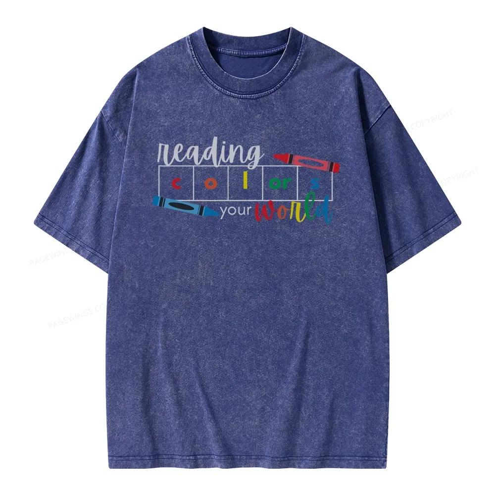 Pagewings Reading Colors Your World BookUnisex Washed T-shirt