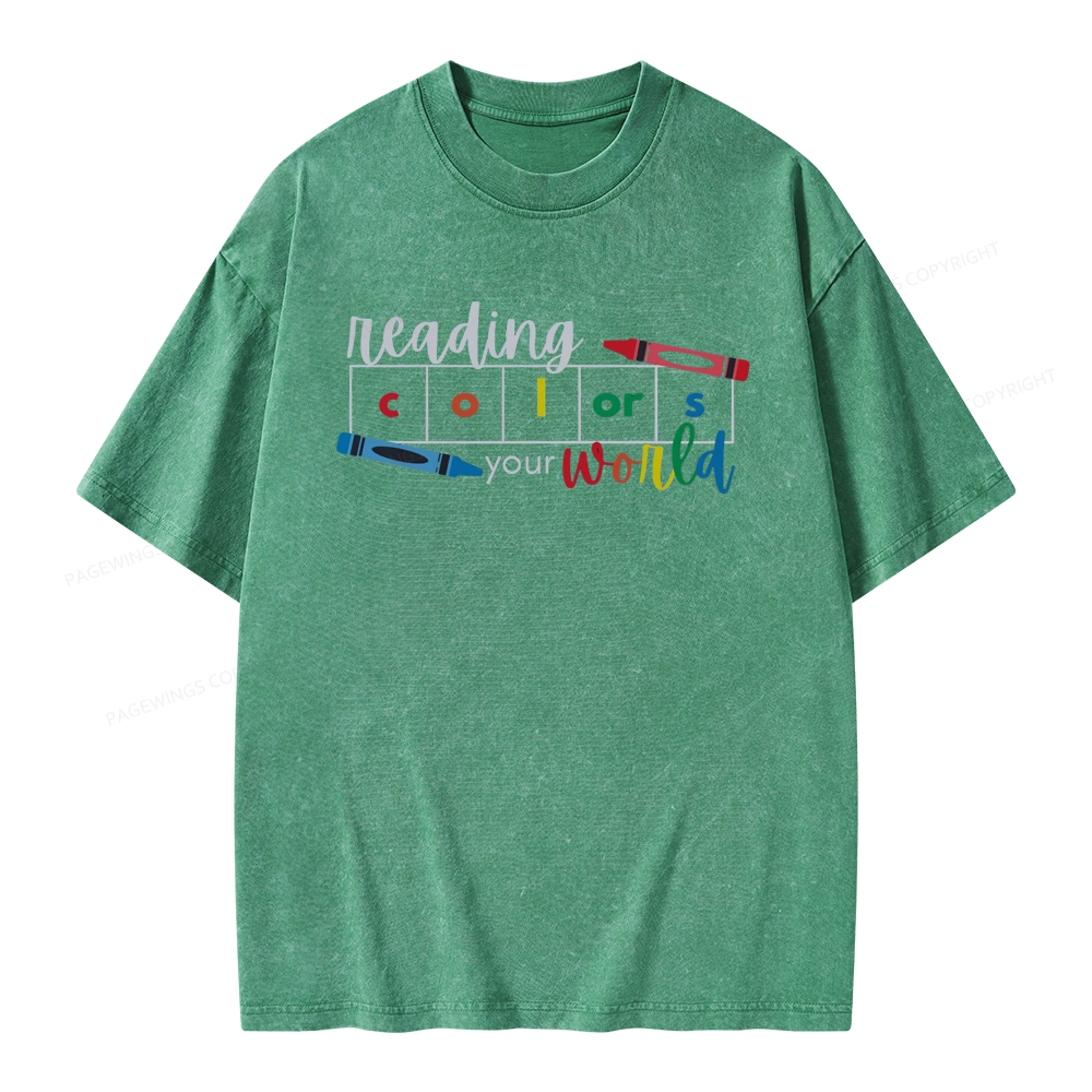 Pagewings Reading Colors Your World BookUnisex Washed T-shirt