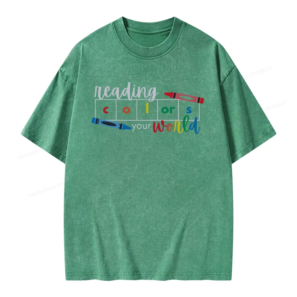Pagewings Reading Colors Your World BookUnisex Washed T-shirt