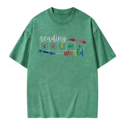 Pagewings Reading Colors Your World BookUnisex Washed T-shirt