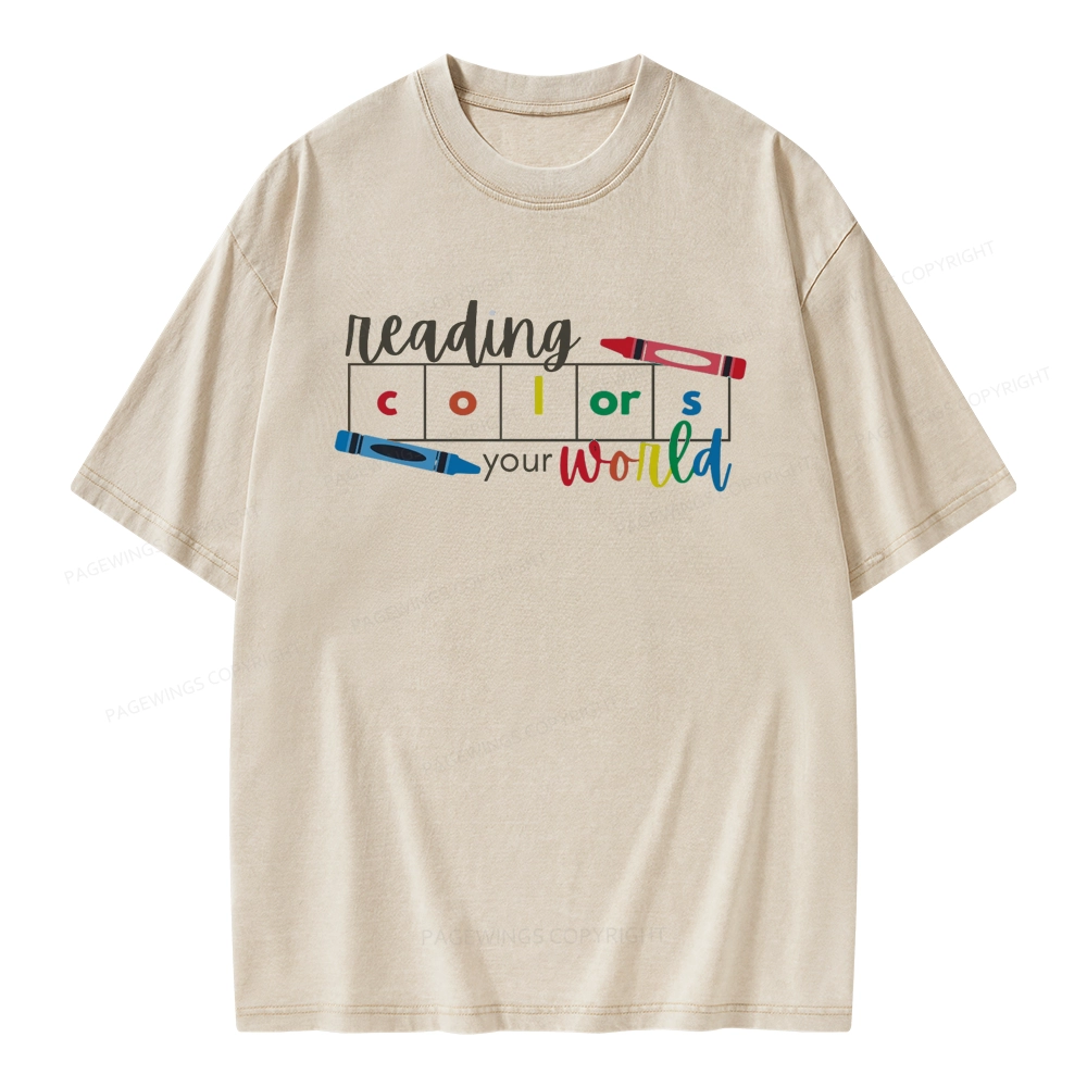 Pagewings Reading Colors Your World BookUnisex Washed T-shirt