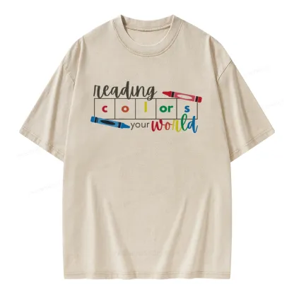 Pagewings Reading Colors Your World BookUnisex Washed T-shirt