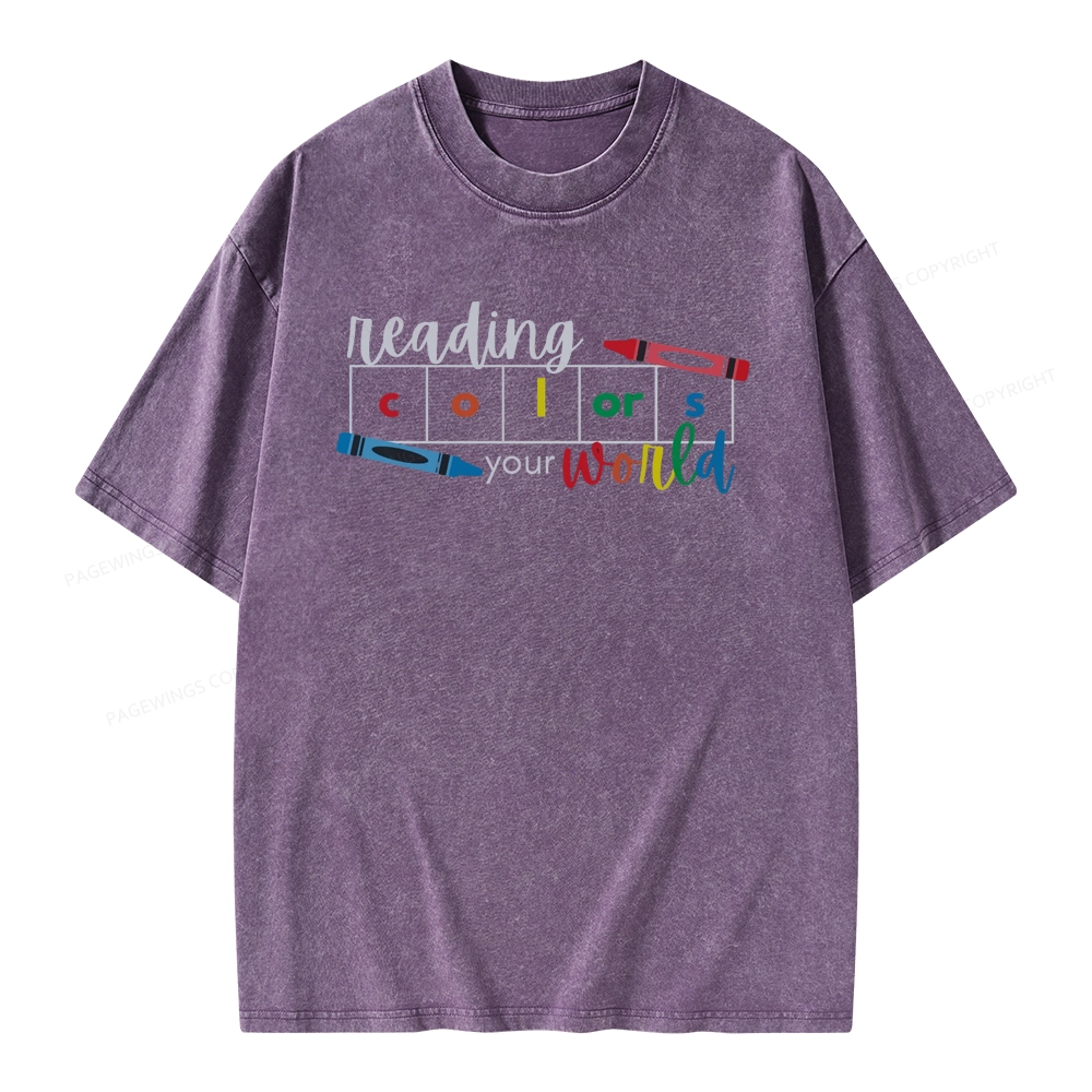 Pagewings Reading Colors Your World BookUnisex Washed T-shirt