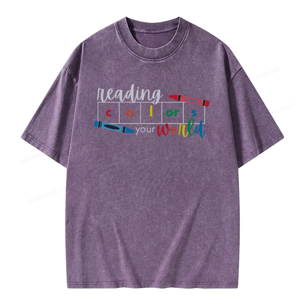 Pagewings Reading Colors Your World BookUnisex Washed T-shirt