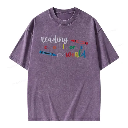 Pagewings Reading Colors Your World BookUnisex Washed T-shirt