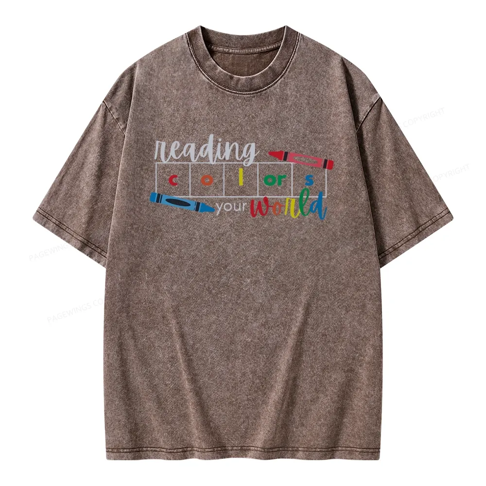 Pagewings Reading Colors Your World BookUnisex Washed T-shirt