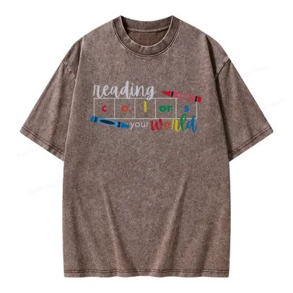 Pagewings Reading Colors Your World BookUnisex Washed T-shirt