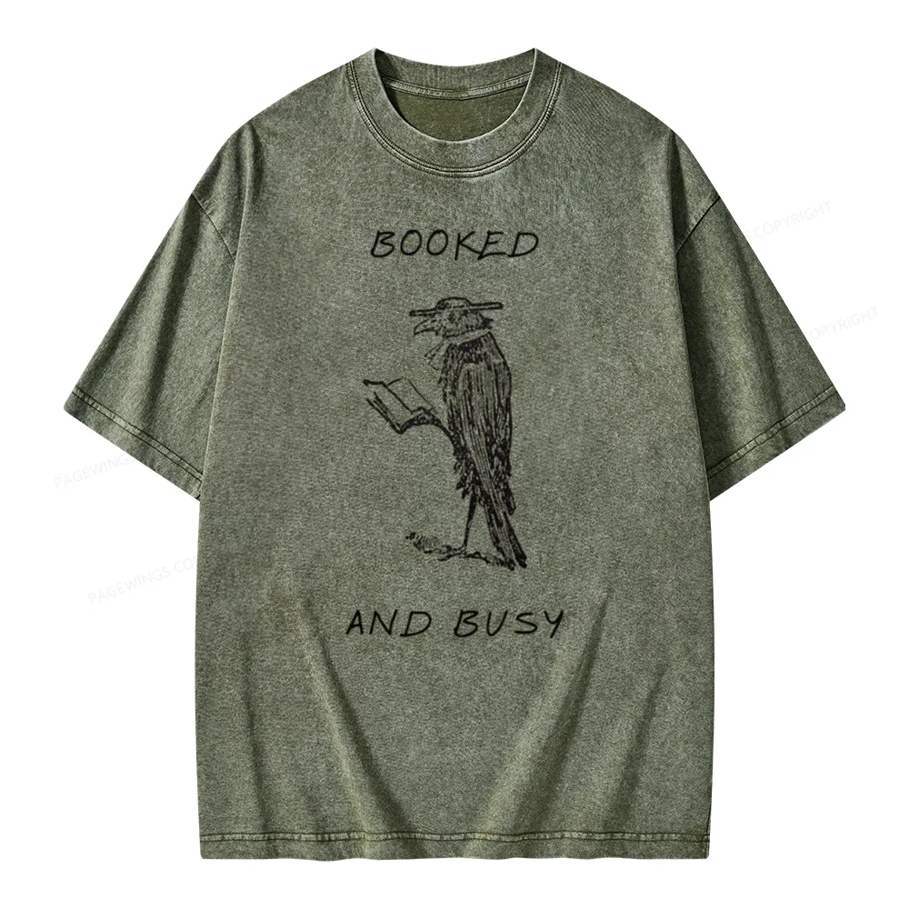 Pagewings Booked And Busy Unisex Washed T-shirt