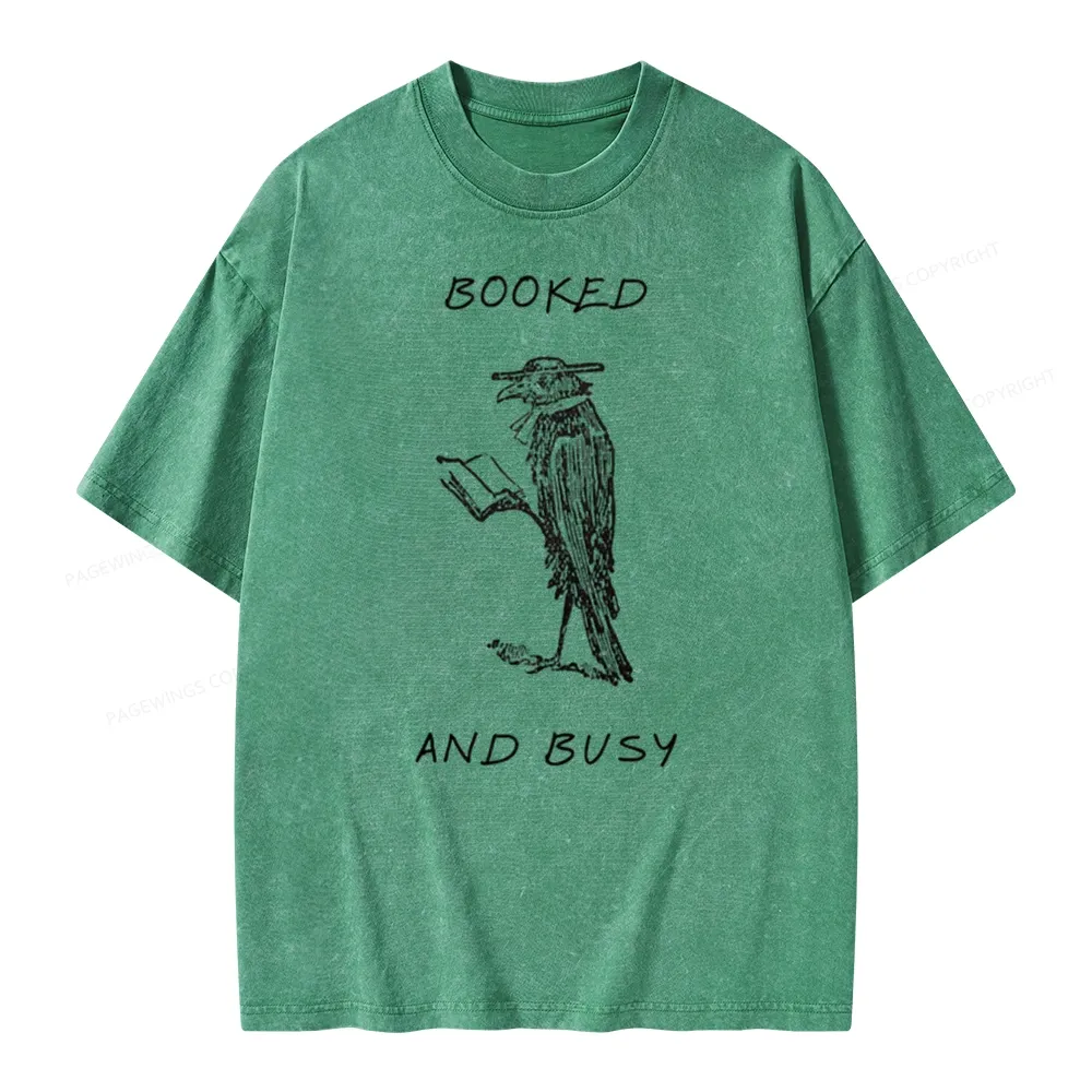 Pagewings Booked And Busy Unisex Washed T-shirt