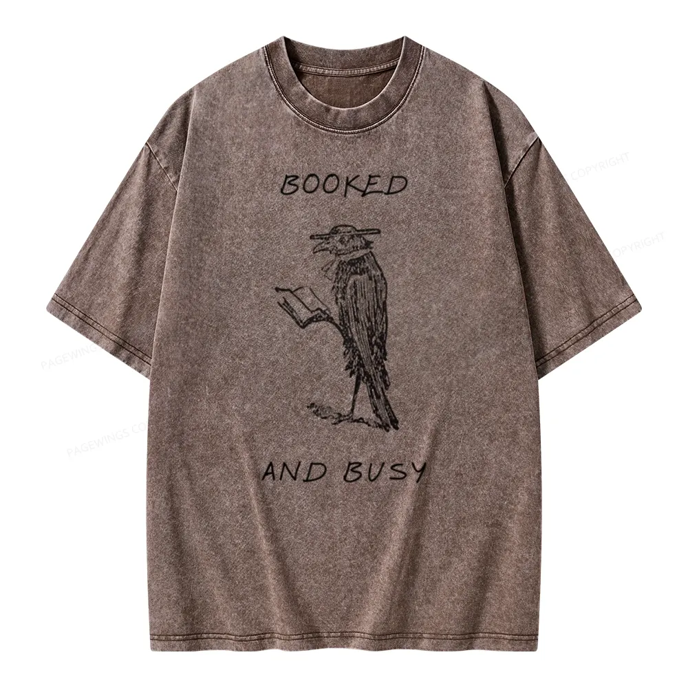 Pagewings Booked And Busy Unisex Washed T-shirt