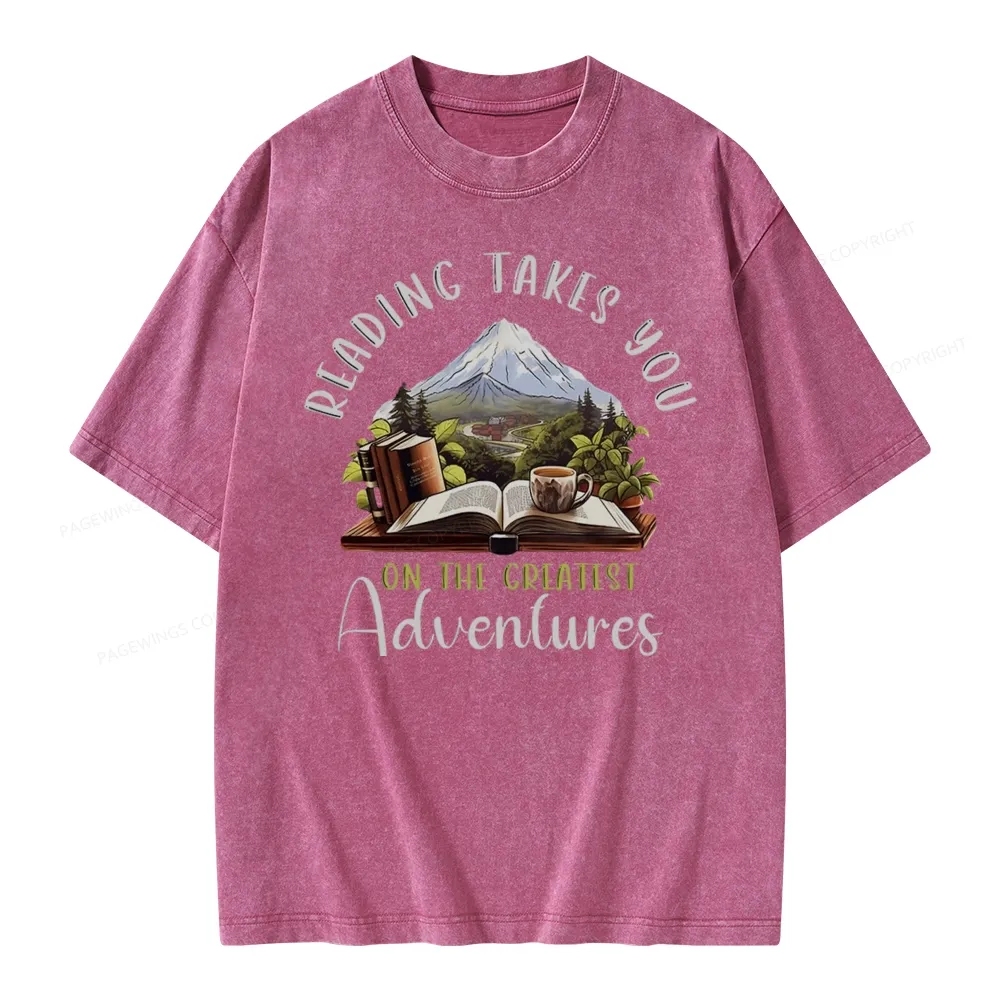 Pagewings Reading Adventures Unisex Washed T-shirt