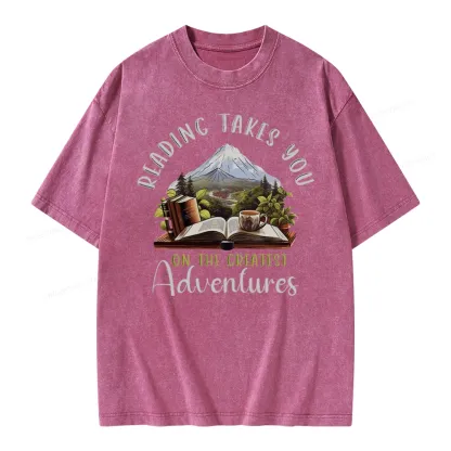 Pagewings Reading Adventures Unisex Washed T-shirt