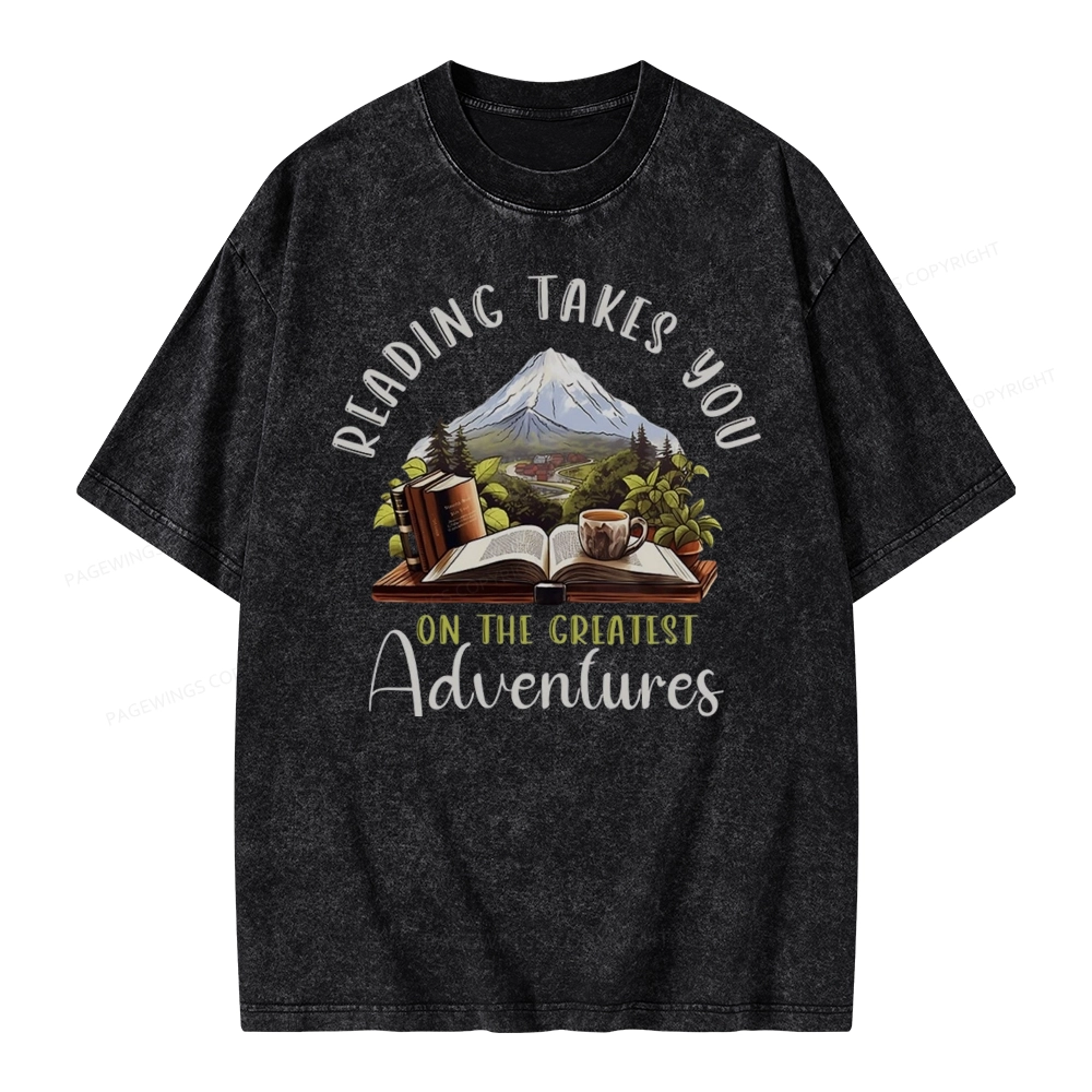 Pagewings Reading Adventures Unisex Washed T-shirt
